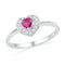 Sterling Silver G&D Sterling Silver Women's Round Lab-Created Pink Sapphire Heart Diamond Ring 3/8 Cttw - FREE Shipping (US/CAN) JadeMoghul