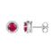 Sterling Silver G&D Sterling Silver Women's Round Lab-Created Ruby Solitaire Diamond Frame Earrings 1-1-3 Cttw - FREE Shipping (US/CAN) JadeMoghul