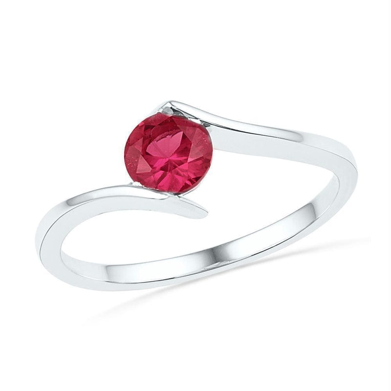 Sterling Silver G&D Sterling Silver Women's Round Lab-Created Ruby Solitaire Ring 3/4 Cttw - FREE Shipping (US/CAN) JadeMoghul