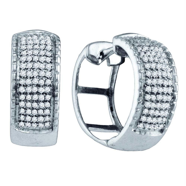 Sterling Silver G&D Sterling Silver Women's Round Micro-pave Diamond Hoop Earrings 3-8 Cttw - FREE Shipping (US/CAN) JadeMoghul