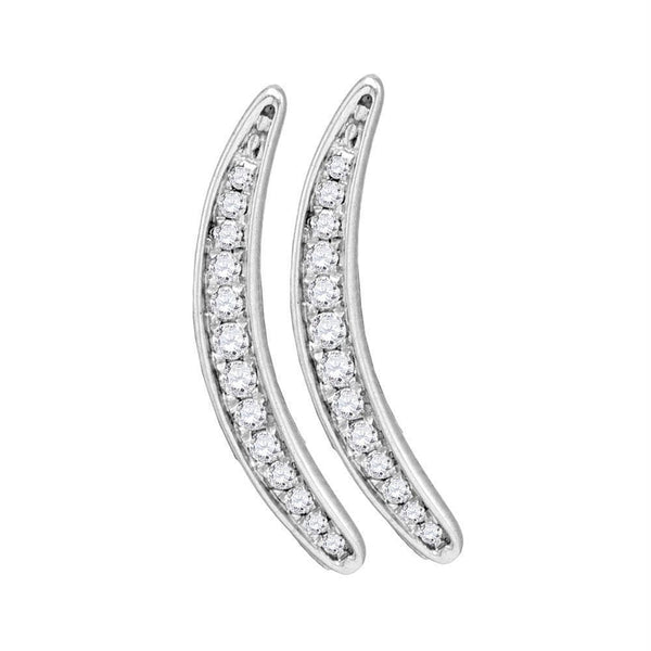 Sterling Silver G&D Sterling Silver Women's Round Pave-set Diamond Climber Earrings 1-5 Cttw - FREE Shipping (USA/CAN) JadeMoghul