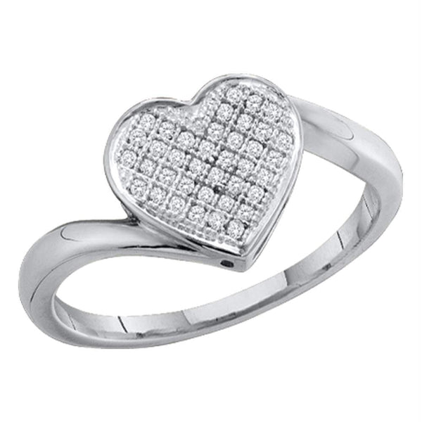 Sterling Silver G&D Sterling Silver Women's Round Pave-set Diamond Heart Cluster Ring 1/20 Cttw - FREE Shipping (US/CAN) JadeMoghul