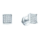 Sterling Silver G&D Sterling Silver Women's Round Pave-set Diamond Square Cluster Earrings 1-3 Cttw - FREE Shipping (USA/CAN) JadeMoghul