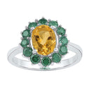 Sterling Silver G&D Sterling Silver Womens Oval Lab-Created Citrine Solitaire Emerald Ring 2.00 Cttw JadeMoghul Inc. 