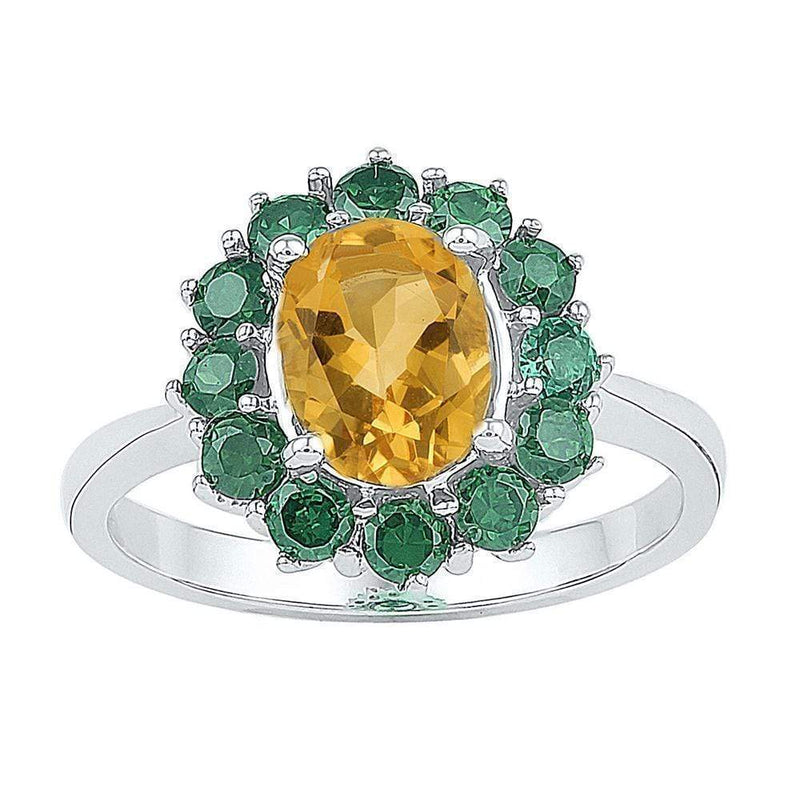 Sterling Silver G&D Sterling Silver Womens Oval Lab-Created Citrine Solitaire Emerald Ring 2.00 Cttw JadeMoghul Inc. 