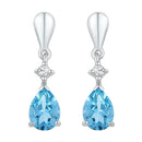 Sterling Silver G&D Sterling Silver Womens Pear Lab-Created Blue Topaz Dangle Earrings 1-5-8 Cttw JadeMoghul Inc. 