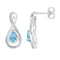 Sterling Silver G&D Sterling Silver Womens Pear Lab-Created Blue Topaz Fashion Earrings 1-1-8 Cttw JadeMoghul Inc. 