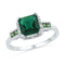 Sterling Silver G&D Sterling Silver Womens Princess Lab-Created Emerald Solitaire Diamond-accent Ring 2-1/5 Cttw JadeMoghul Inc. 