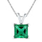 Sterling Silver G&D Sterling Silver Womens Princess Lab-Created Emerald Solitaire Pendant 1-1-3 Cttw JadeMoghul Inc. 