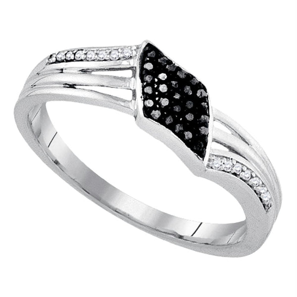 Sterling Silver G&D Sterling Silver Womens Round Black Color Enhanced Diamond Band Ring 1-10 Cttw JadeMoghul Inc. 