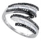 Sterling Silver G&D Sterling Silver Womens Round Black Color Enhanced Diamond Bypass Fashion Ring 1/2 Cttw JadeMoghul Inc. 