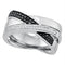 Sterling Silver G&D Sterling Silver Womens Round Black Color Enhanced Diamond Crossover Band Ring 1-4 Cttw JadeMoghul Inc. 
