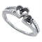Sterling Silver G&D Sterling Silver Womens Round Black Color Enhanced Diamond Double Heart Ring 1/5 Cttw JadeMoghul Inc. 