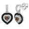 Sterling Silver G&D Sterling Silver Womens Round Black Color Enhanced Diamond Heart Dangle Earrings 1-2 Cttw JadeMoghul Inc. 