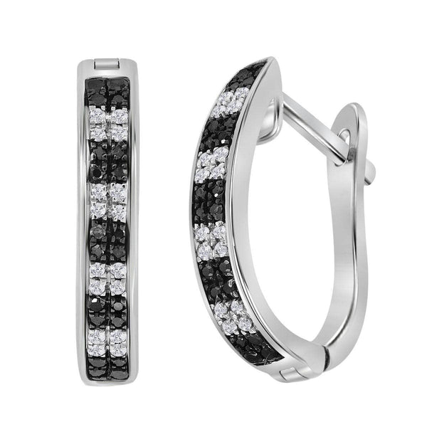 Sterling Silver G&D Sterling Silver Womens Round Black Color Enhanced Diamond Hoop Earrings 1-6 Cttw JadeMoghul Inc. 