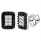 Sterling Silver G&D Sterling Silver Womens Round Black Color Enhanced Diamond Rectangle Cluster Earrings 1-3 Cttw JadeMoghul Inc. 