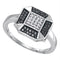 Sterling Silver G&D Sterling Silver Womens Round Black Color Enhanced Diamond Square Cluster Ring 1/5 Cttw JadeMoghul Inc. 