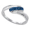 Sterling Silver G&D Sterling Silver Womens Round Blue Color Enhanced Diamond Band Ring 1-8 Cttw JadeMoghul Inc. 