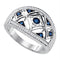 Sterling Silver G&D Sterling Silver Womens Round Blue Color Enhanced Diamond Fashion Ring 1-5 Cttw JadeMoghul Inc. 