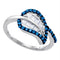 Sterling Silver G&D Sterling Silver Womens Round Blue Color Enhanced Diamond Leaf Cluster Ring 1/2 Cttw JadeMoghul Inc. 