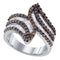 Sterling Silver G&D Sterling Silver Womens Round Brown Color Enhanced Diamond Bypass Fashion Ring 1-1-3 Cttw JadeMoghul Inc. 