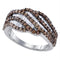 Sterling Silver G&D Sterling Silver Womens Round Brown Color Enhanced Diamond Fashion Ring 1-1-4 Cttw JadeMoghul Inc. 