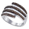 Sterling Silver G&D Sterling Silver Womens Round Cognac-brown Color Enhanced Diamond Stripe Band 1-1-20 Cttw JadeMoghul Inc. 