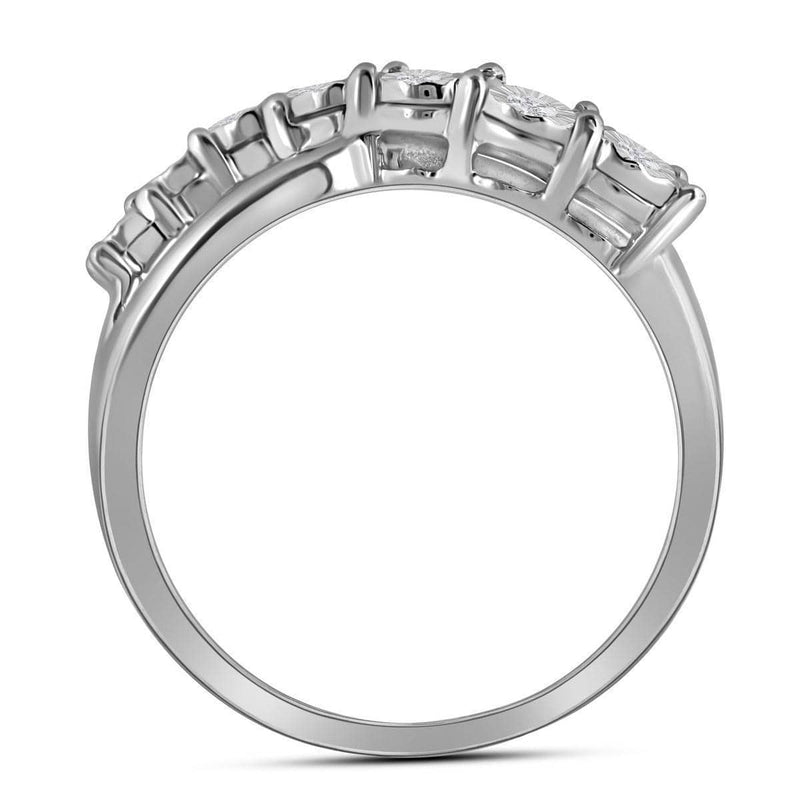 Sterling Silver G&D Sterling Silver Womens Round Diamond Band Ring 1/8 Cttw JadeMoghul Inc. 