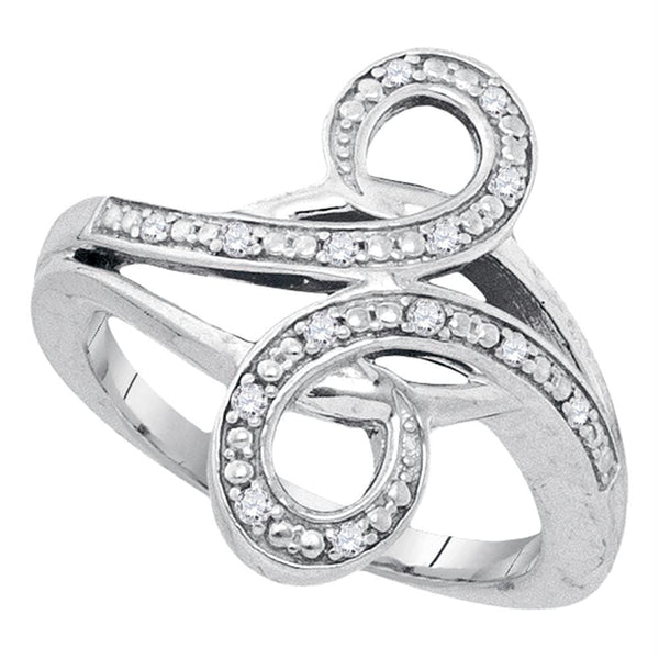 Sterling Silver G&D Sterling Silver Womens Round Diamond Bypass Curl Band Ring 1/8 Cttw JadeMoghul Inc. 