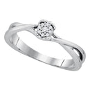 Sterling Silver G&D Sterling Silver Womens Round Diamond Cluster Bridal Wedding Engagement Ring 1/20 Cttw JadeMoghul Inc. 