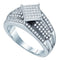 Sterling Silver G&D Sterling Silver Womens Round Diamond Elevated Square Cluster Ring 1-3 Cttw JadeMoghul Inc. 