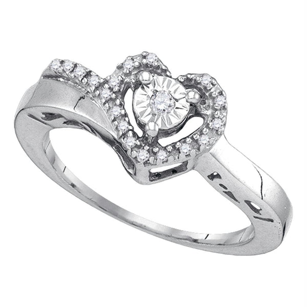 Sterling Silver G&D Sterling Silver Womens Round Diamond Heart Love Promise Ring 1/10 Cttw JadeMoghul Inc. 