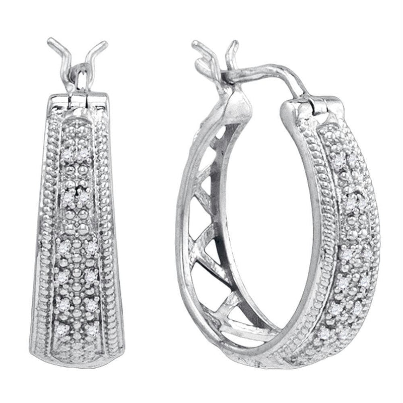 Sterling Silver G&D Sterling Silver Womens Round Diamond Hoop Earrings 1-10 Cttw JadeMoghul Inc. 