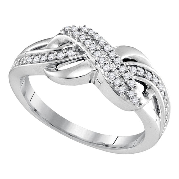Sterling Silver G&D Sterling Silver Womens Round Diamond Infinity Braid Band 1/5 Cttw JadeMoghul Inc. 