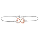 Sterling Silver G&D Sterling Silver Womens Round Diamond Infinity Heart Fashion Bracelet 1-20 Cttw JadeMoghul Inc. 