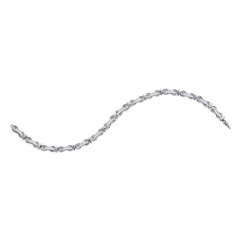 Sterling Silver G&D Sterling Silver Womens Round Diamond Link Bracelet 1-2 Cttw JadeMoghul Inc. 