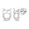 Sterling Silver G&D Sterling Silver Womens Round Diamond Owl Animal Stud Earrings 1-6 Cttw JadeMoghul Inc. 