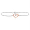 Sterling Silver G&D Sterling Silver Womens Round Diamond Rose-tone Heart Bracelet 1-12 Cttw JadeMoghul Inc. 