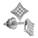 Sterling Silver G&D Sterling Silver Womens Round Diamond Square Kite Cluster Earrings 1-20 Cttw JadeMoghul Inc. 