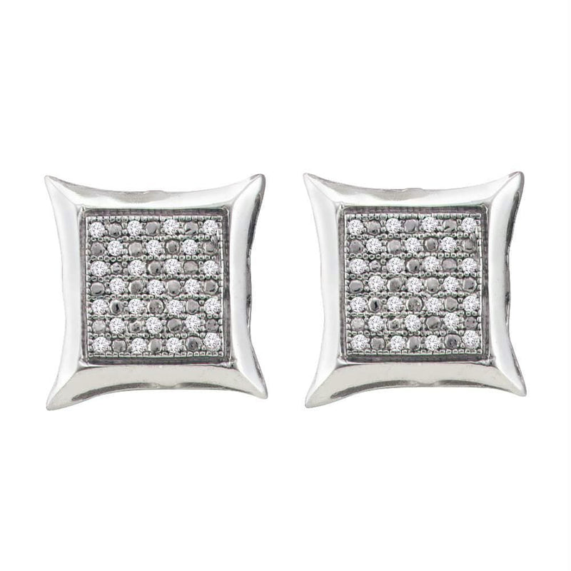 Sterling Silver G&D Sterling Silver Womens Round Diamond Square Kite Cluster Earrings 1-20 Cttw JadeMoghul Inc. 