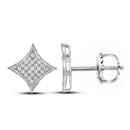 Sterling Silver G&D Sterling Silver Womens Round Diamond Square Kite Cluster Earrings 1-6 Cttw JadeMoghul Inc. 