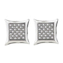 Sterling Silver G&D Sterling Silver Womens Round Diamond Square Kite Cluster Screwback Earrings 1-5 Cttw JadeMoghul Inc. 