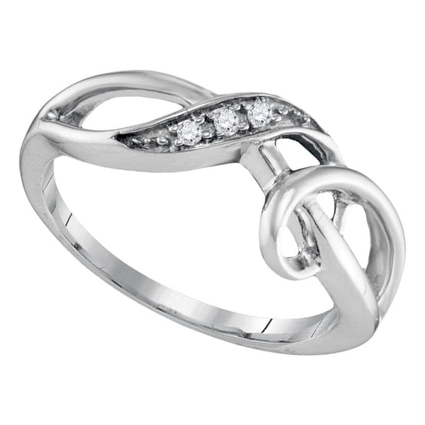 Sterling Silver G&D Sterling Silver Womens Round Diamond Twist Fashion Band Ring .03 Cttw JadeMoghul Inc. 