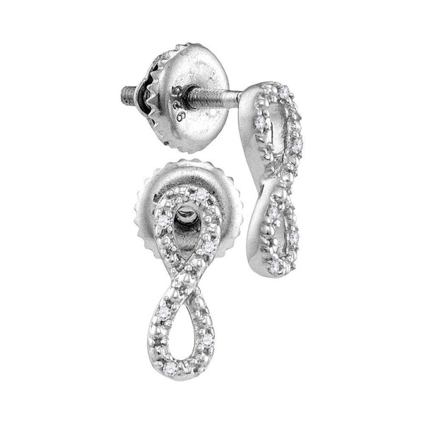 Sterling Silver G&D Sterling Silver Womens Round Diamond Vertical Infinity Screwback Earrings 1-20 Cttw JadeMoghul Inc. 