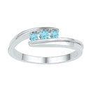 Sterling Silver G&D Sterling Silver Womens Round Lab-Created Blue Topaz 3-stone Ring 3/8 Cttw JadeMoghul Inc. 