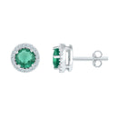 Sterling Silver G&D Sterling Silver Womens Round Lab-Created Emerald Solitaire Stud Earrings 1-1-6 Cttw JadeMoghul Inc. 