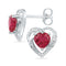 Sterling Silver G&D Sterling Silver Womens Round Lab-Created Ruby Diamond Heart Stud Earrings 2-1-5 Cttw JadeMoghul Inc. 