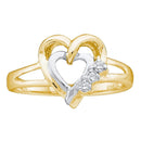 Two-tone Sterling Silver Women's Round Diamond Double Heart Ring .03 Cttw - FREE Shipping (US/CAN)