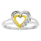 Two-tone Sterling Silver Women's Round Diamond Double Heart Ring .03 Cttw - FREE Shipping (US/CAN) Size 5