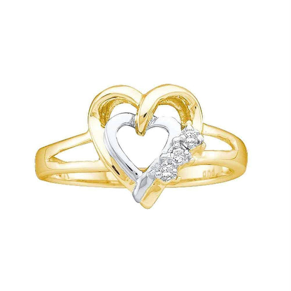 Two-tone Sterling Silver Women's Round Diamond Double Heart Ring .03 Cttw - FREE Shipping (US/CAN) Size 5